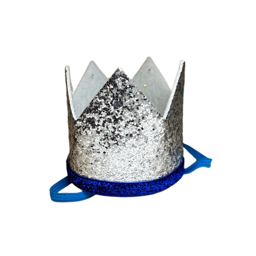Kids Crown Silver Cap w/Pull Elastic & Customisable