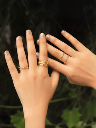 Melva 3 Rings Combo Brass Adjustable Ring (Anti Tarnish)