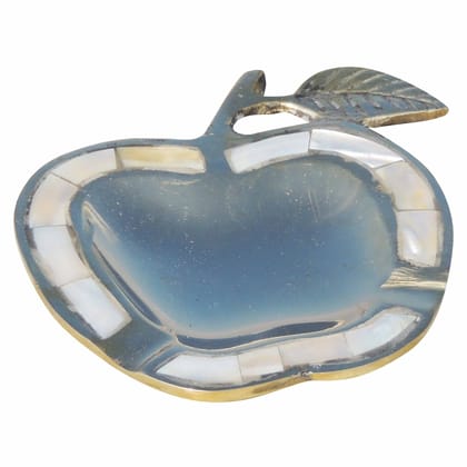 Brass Apple Shape Ashtray | Designer Smoking Tray Home Decor, Height : 0.4 Inch (ZMAS158 D)