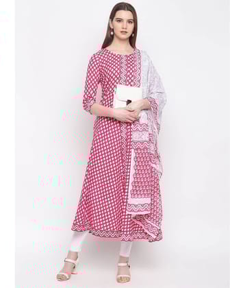 Stylum - Pink Cotton Women's Flared Kurti ( Pack of 1 )