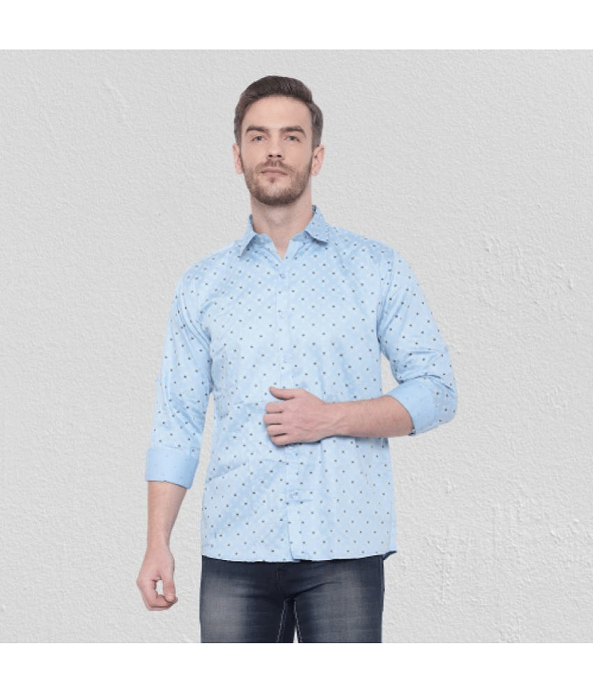 leeway - Blue Cotton Blend Slim Fit Men's Casual Shirt ( Pack of 1 )