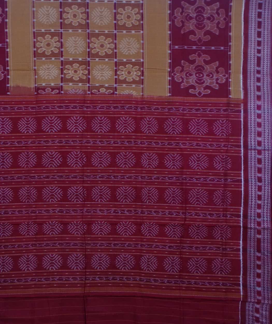 Brown and maroon handwoven sambalpuri cotton saree
