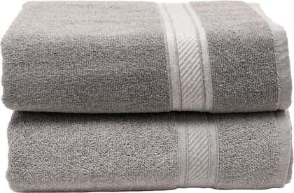 Furnofy Cotton 450 GSM Bath Towel Ash Grey (Pack Of 2)