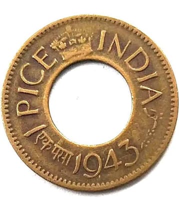 British India 1943 Extremely RARE 1 Pice Round Crown Pretoria Mint