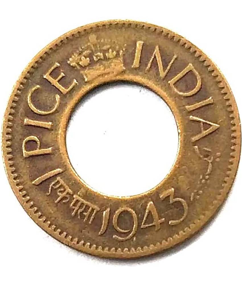 British India 1943 Extremely RARE 1 Pice Round Crown Pretoria Mint