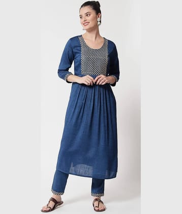 G4Girl - Blue Straight Rayon Women's Stitched Salwar Suit ( Pack of 1 )