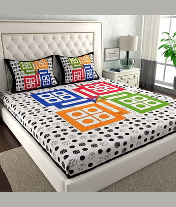 ABHACLOTHO Cotton 1 Double Bedsheet with 2 Pillow Covers ( Multicolor )