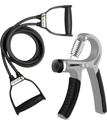 AJRO DEAL Rubber Double Toning Resistance Band &  Adjustable Hand Gripper for Full Body Workout, Forearm Exercise Finger, Exercise Power Gripper