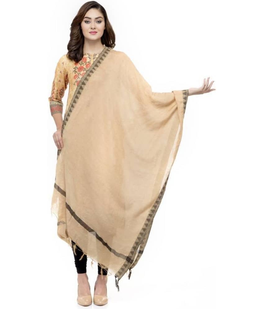 A R Silk Gold Cotton Self Dupatta