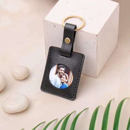 PERSONALISED PHOTO KEYCHAIN - CIRCLE - BLACK-Black