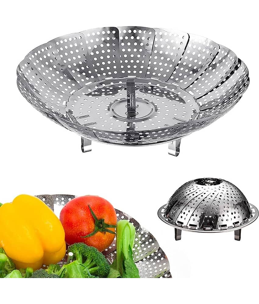 Gadget Deals Steamer Basket Steel Silver Multi-Purpose Container ( Set of 1 )
