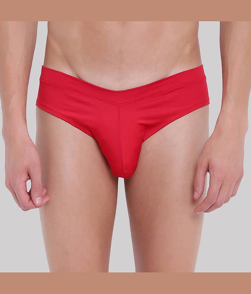 BASIICS By La Intimo Pack of 1 Polyester Briefs For Men's ( Red )
