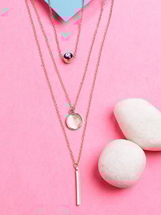 NVR Women's Rose Gold-Plated Evil Eye Layered Chain-Onesize / Rose Gold / Alloy
