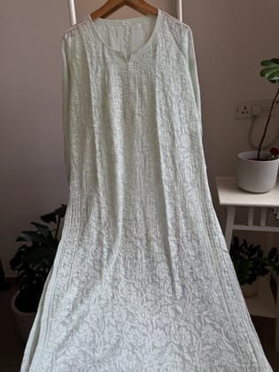 Kota Soft Cotton Chikankari Kurti - Light Green - CHAND Collection-Mauve / Kota cotton / M