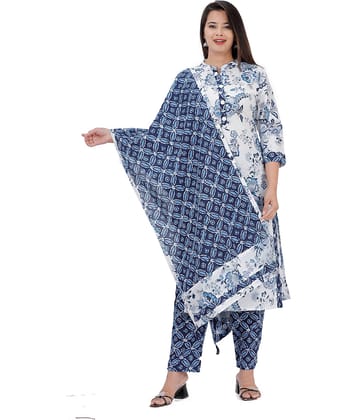 JC4U - Blue Straight Cotton Women's Stitched Salwar Suit ( Pack of 1 )