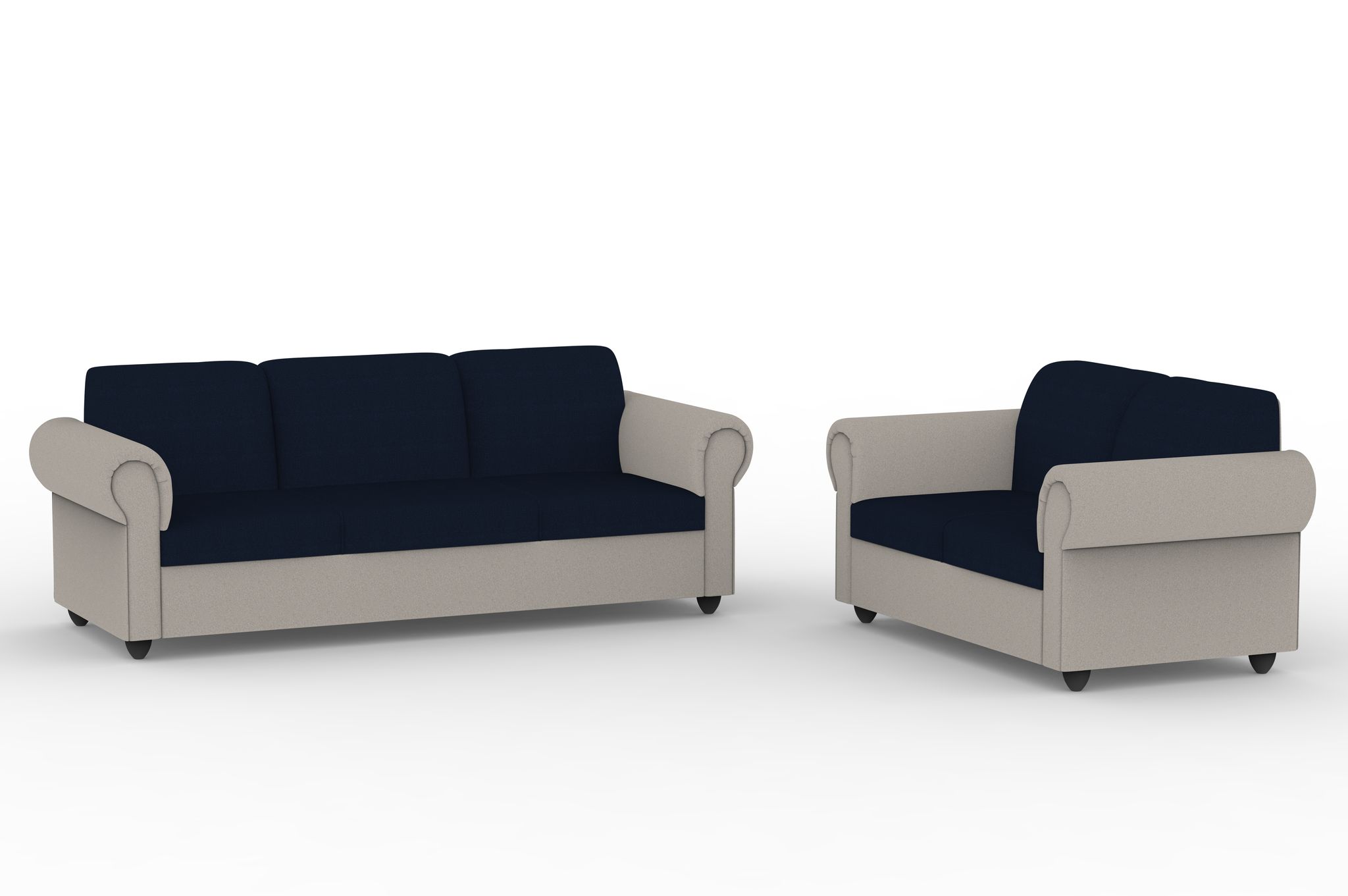 Wakeup India Sofa Set | Snugy Sofa 5 Seater, Sofa Set for Living Room with Double Padded Colour| 1 Year Warranty ( Blue and Grey Colour Finish Fabric, Seating- 3+2 Seater )