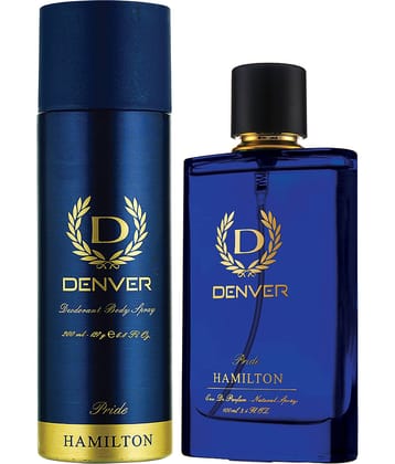 Denver Pride Deo 200 ml & Pride Perfume 100 ml Long Lasting - For Men (Pack Of 2)