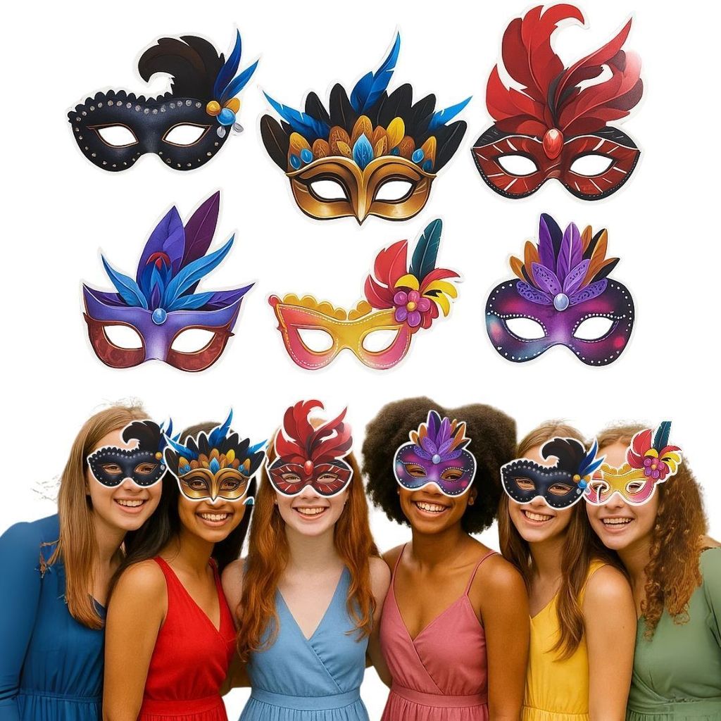 Masquerade Paper Eye Mask - 6PC - Party and Festive Needs | Buy online on ZillyBuy