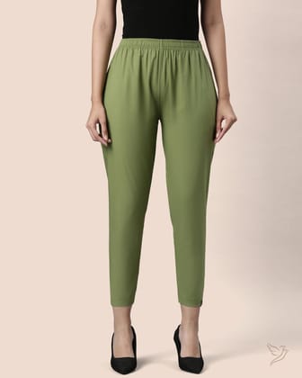 Cotton Kurti Pant - Olive Green-S / Olive Green