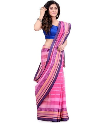 Desh Bidesh Cotton Self Design Saree Without Blouse Piece ( Pink )