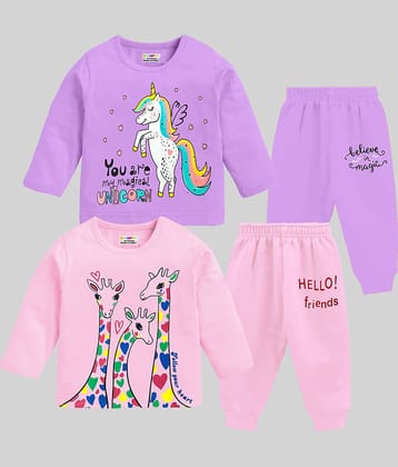 Kuchipoo Pack of 2 Girls Cotton Blend T-shirt & Pants ( Multicolor )