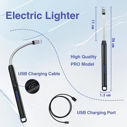 Multicolor Usb Electric Arc Lighter 360 Flexible Neck, Windproof Plasma, Type-C Rechargeable