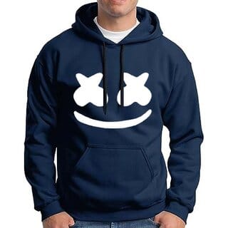 HIT SQUARE Men Blue Printed Hooded Full Sleeve Sweatshirt.