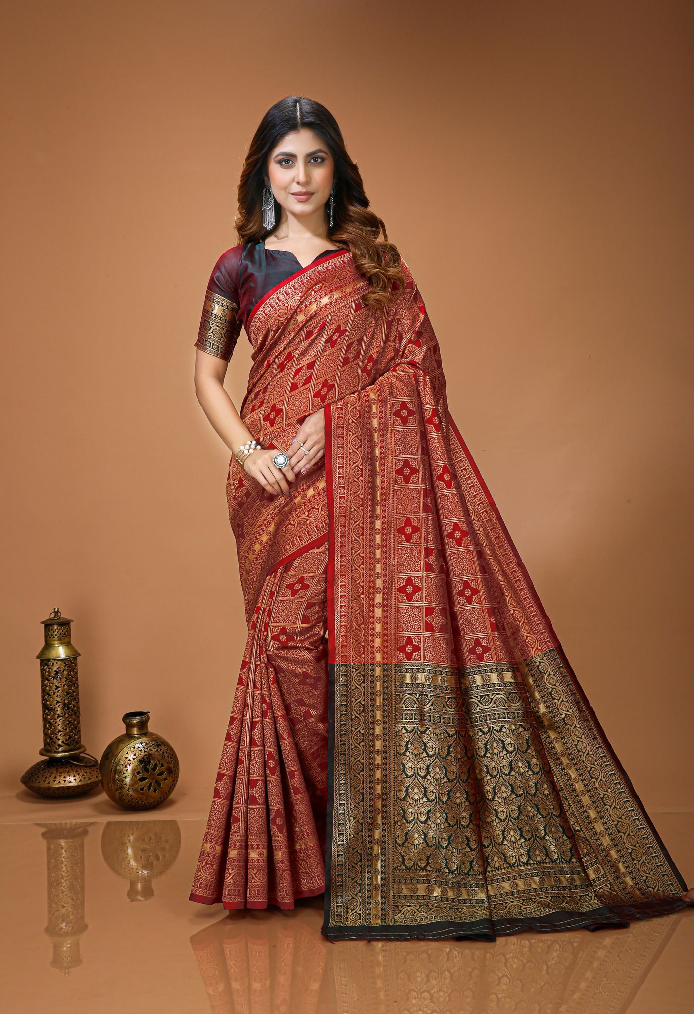 Soft Lichi Silk Saree with Jacquard Border