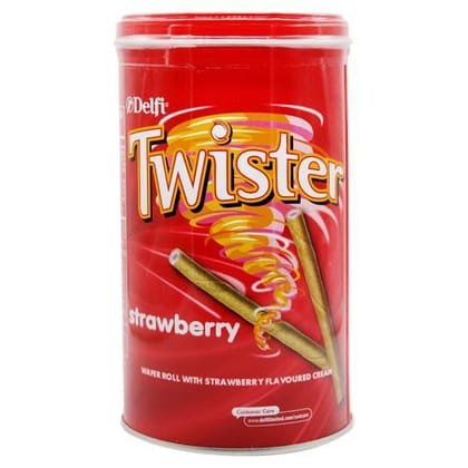 Delfi Twister Flavoured Cream Wafer Roll Strawberry, 320 gm