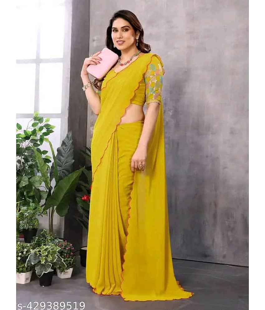 supalee Tex Georgette Solid Saree With Unstitched Blouse Piece ( Multicolor1 )