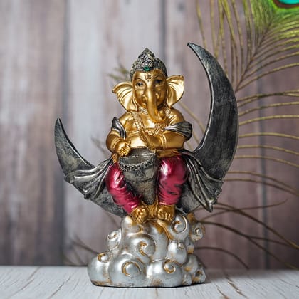 Craftlayout Resin Ganesha Idol Sitting On Chand 7.87 Inch