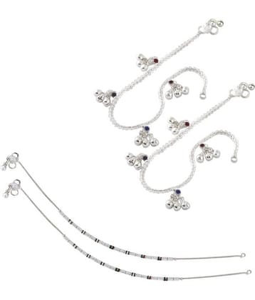HEER COLLECTION - Silver Anklets ( Pack of 2 )