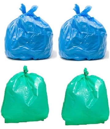 C-I - (4 Packs) Blue & Green 19X21 Garbage Bags| 4 packs (120 Pcs) - 2 packs of 60 Pcs (Green for wet waste) + 2 packs of 60 Pcs (Blue for dry waste)|Medium Disposable Garbage Bags for Wet and Dry Waste | Dustbin Bags For kitchen and home