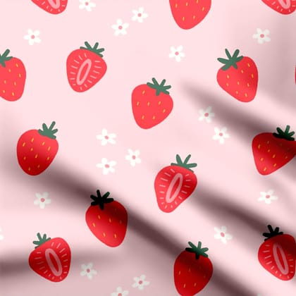 Sweet Strawberries Georgette Fabric