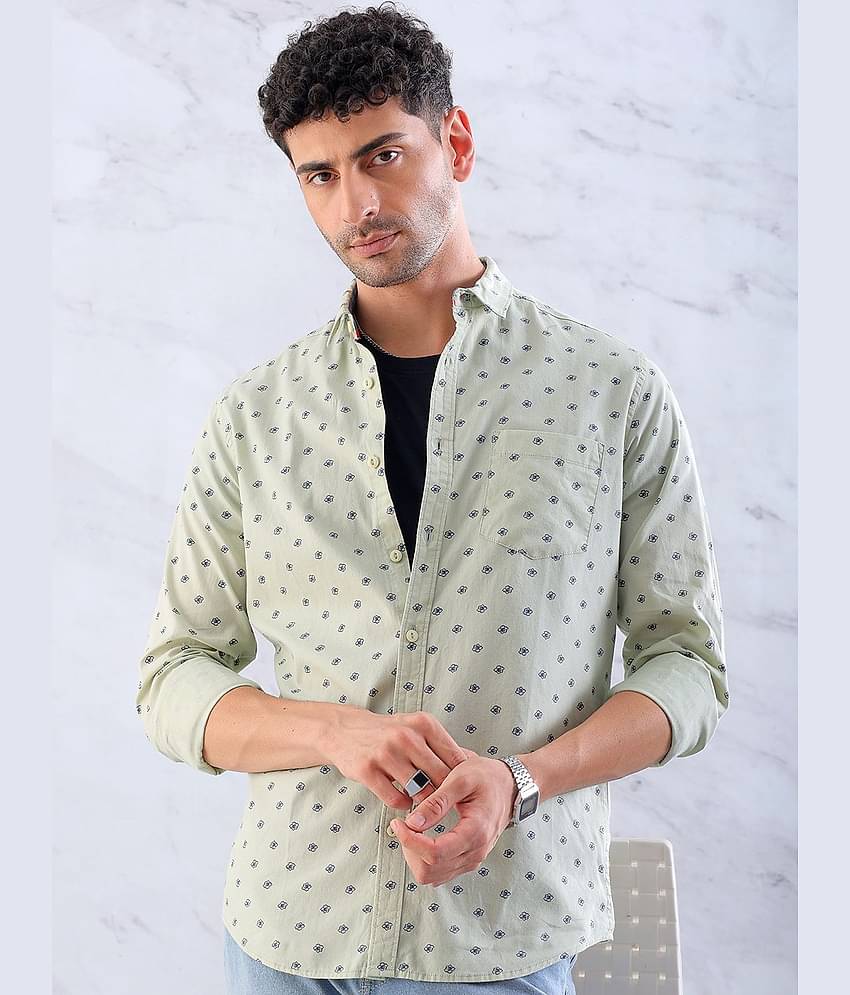 HARDSODA 100% Cotton Regular Fit Printed Full Sleeves Men's Casual Shirt - Green ( Pack of 1 )