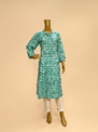 Block Print Long Kurta Green, Size-XL