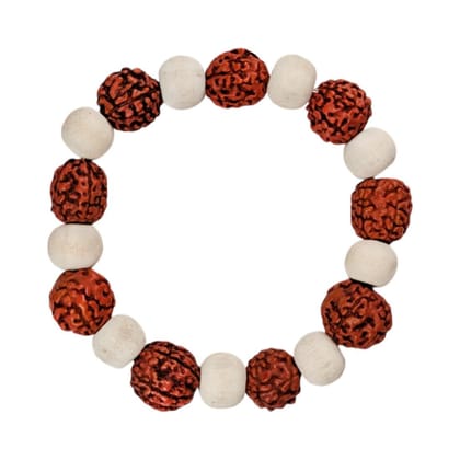 MAYAPURI Tulsi Rudraksha Bracelet 5 Mukhi Rudraksha Tulsi Bracelet for Men and Women Combo (Pack of 2)