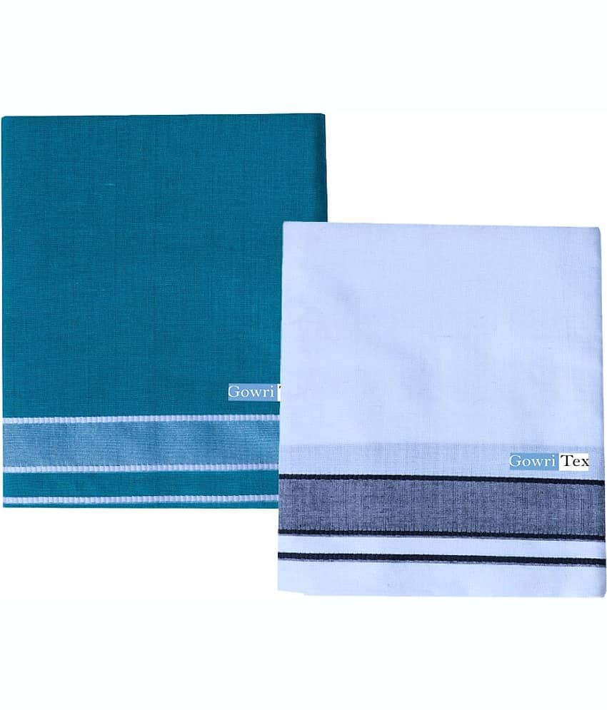 GOWRI TEX Cotton Blend Men's Dhoti Multicolor ( Pack of 2 )