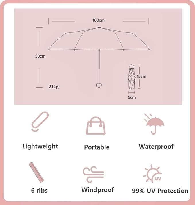Compact Portable Mini Umbrella - Travel-Friendly & Stylish