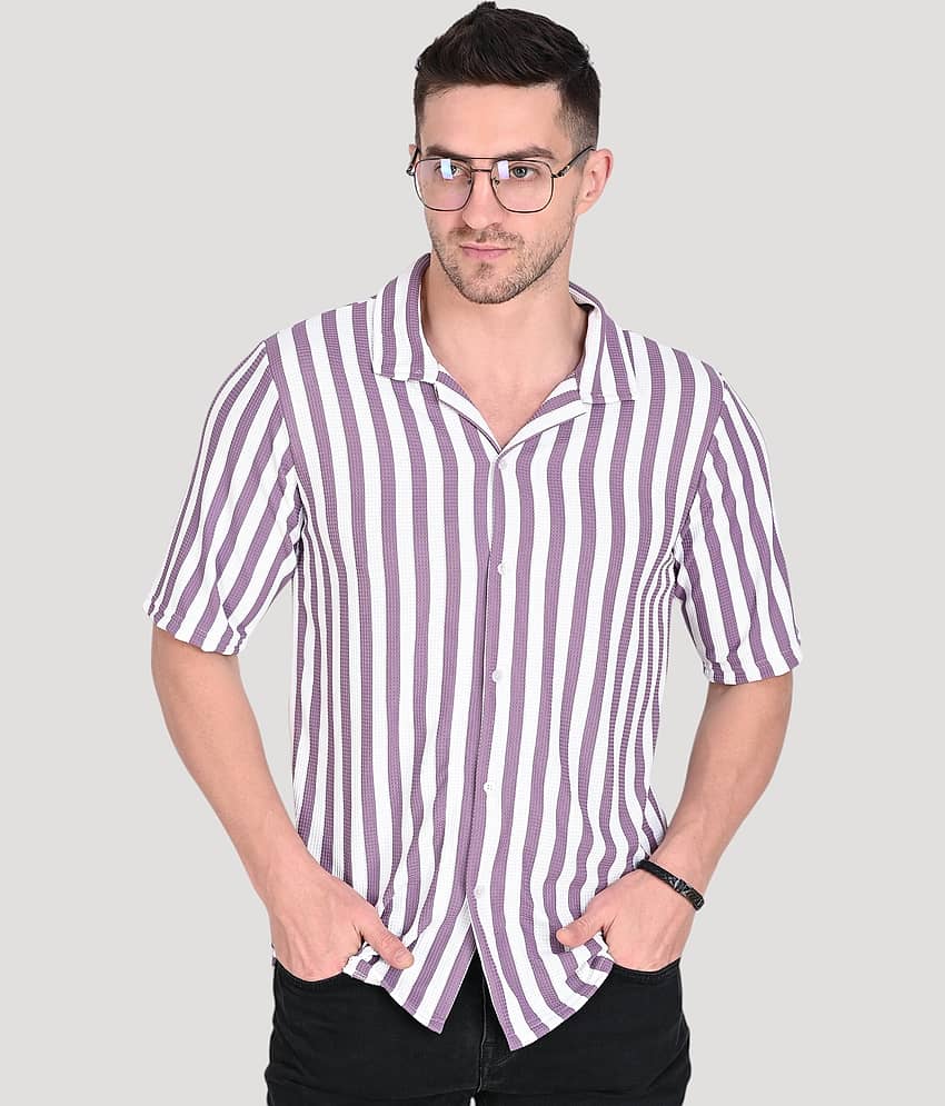 Traquila Cotton Blend Regular Fit Striped Half Sleeves Men's Casual Shirt - Brown ( Pack of 1 )