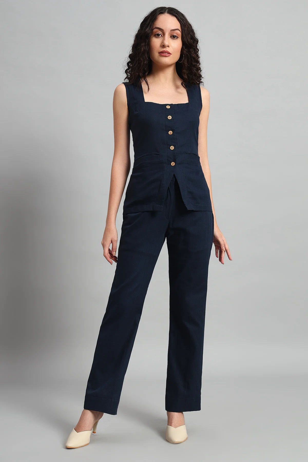 Urban Ease Co-ord Set, Navy Blue-XS / XS