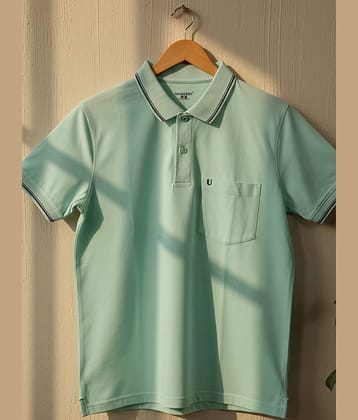 UNIBERRY Men Cotton Blend Regular Fit Solid Polo T Shirt ( Mint Green )