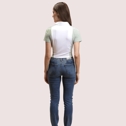 Women's Mint Green "Campus" Polo Crop Top – Casual Sporty Tee