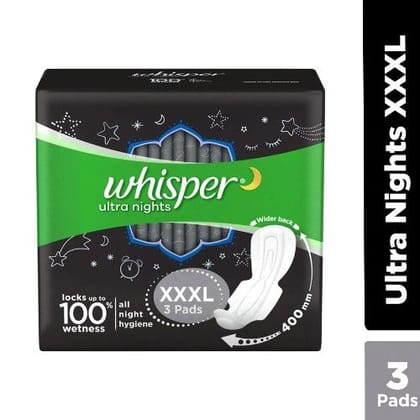 Whisper  Sanitary Pads - XXXL Wings, Ultra Nights, 3 pcs