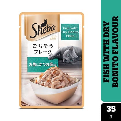 Sheba Rich Premium Fish with Dry Bonito Adult (1 + Years) Wet Cat Food 35g