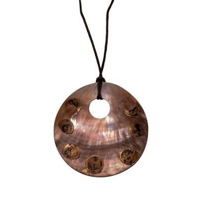 Mother of pearl brass full phases of moon pendant