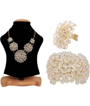 Renaissance Traders - White Alloy Necklace Set ( Pack of 1 )
