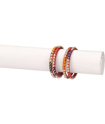 Party Glass Bangle Set Ornamented With Beads For Spaical Look (Pack Of 4 Multi Shining & Attractive
