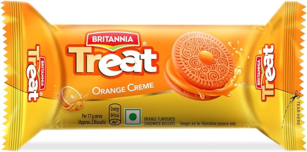 Britannia Treat Orange Creme Sandwich Biscuits 51g
