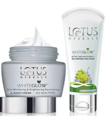 Lotus Herbals Whiteglow Night Cream 60G + Whiteglow Oil Control Face Wash 50G (Pack of 2)